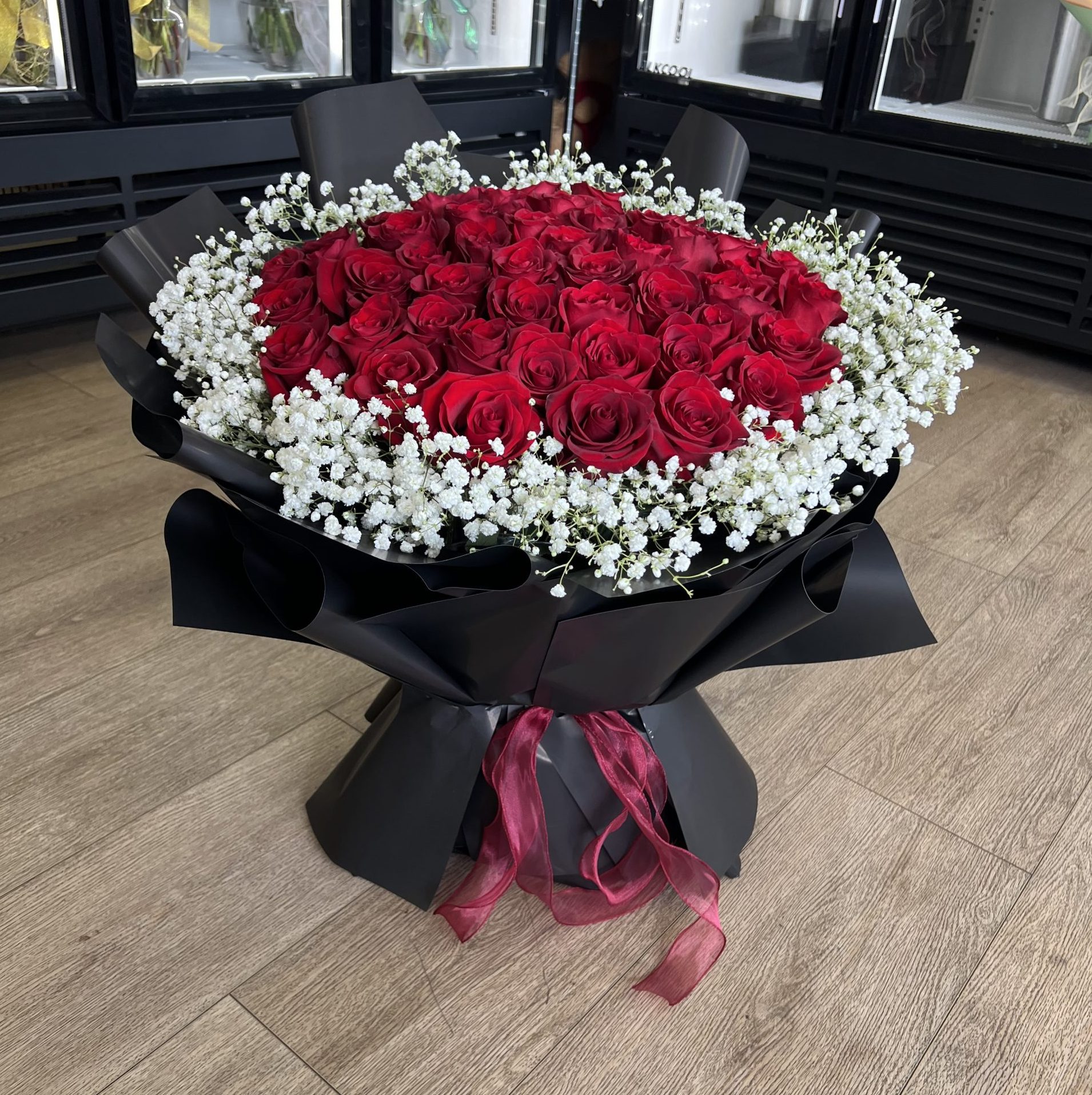 Midnight Romance Red Rose Bouquet