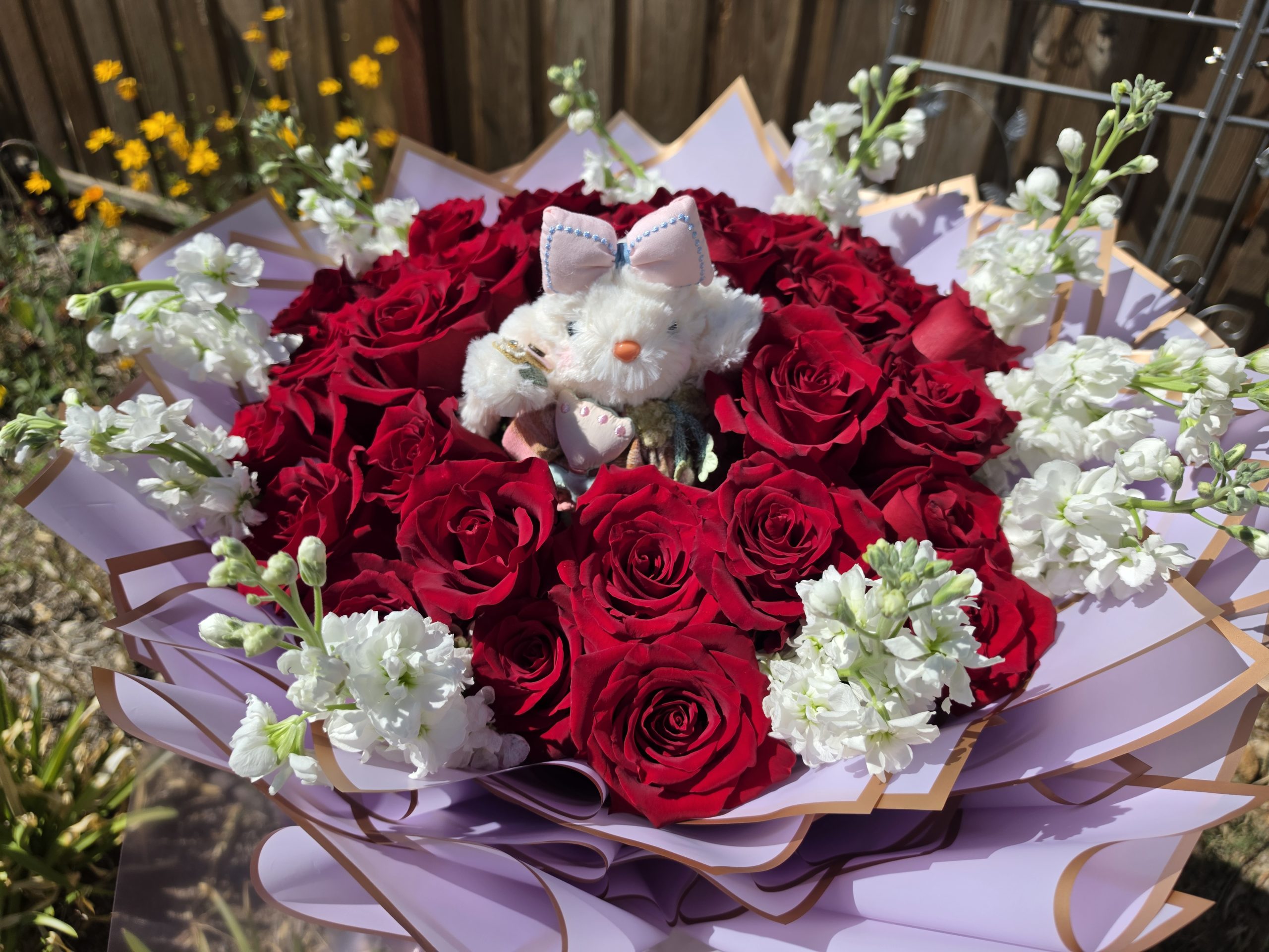 🐰❤️ 30 Red Roses Sweetheart Bunny Large Bouquet 🌹✨ - Image 2