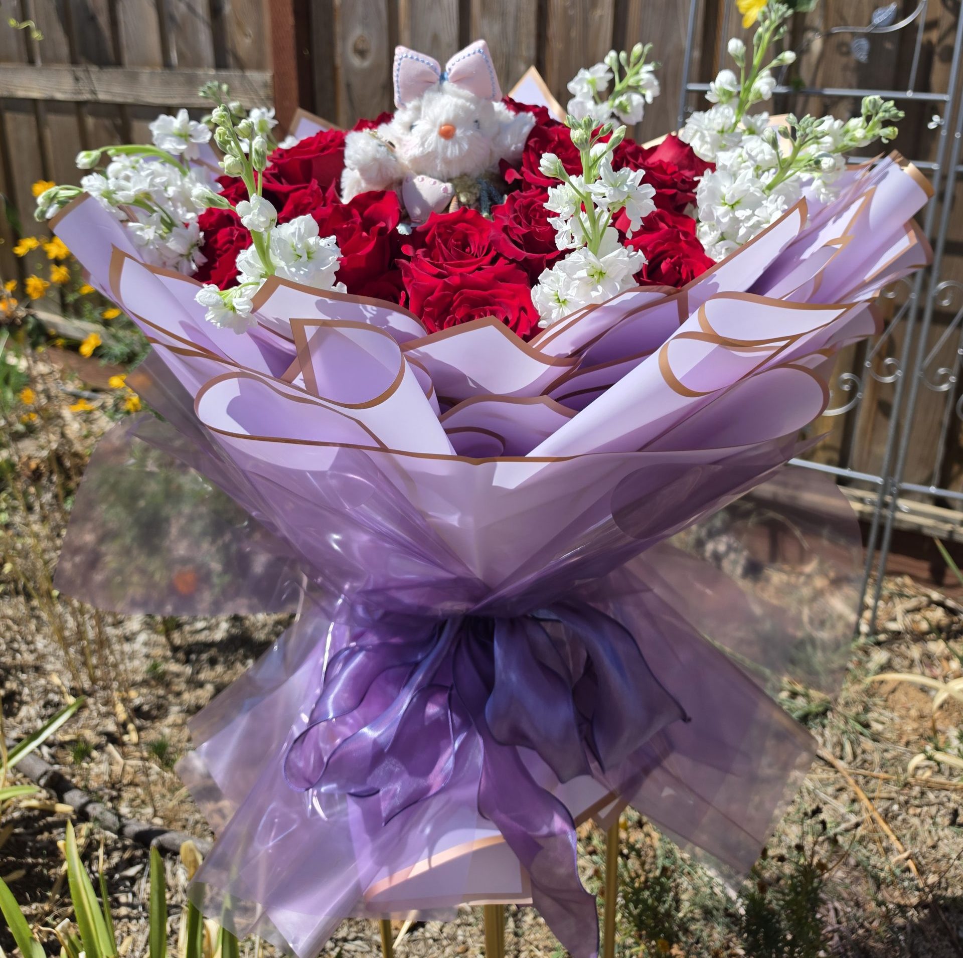🐰❤️ 30 Red Roses Sweetheart Bunny Large Bouquet 🌹✨